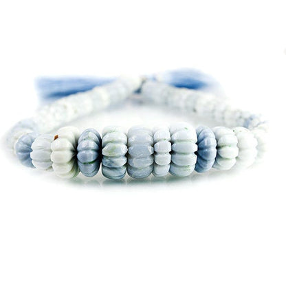 8 - 15mm Denim Blue Opal Carved Melon Beads 10 inch 51 pieces