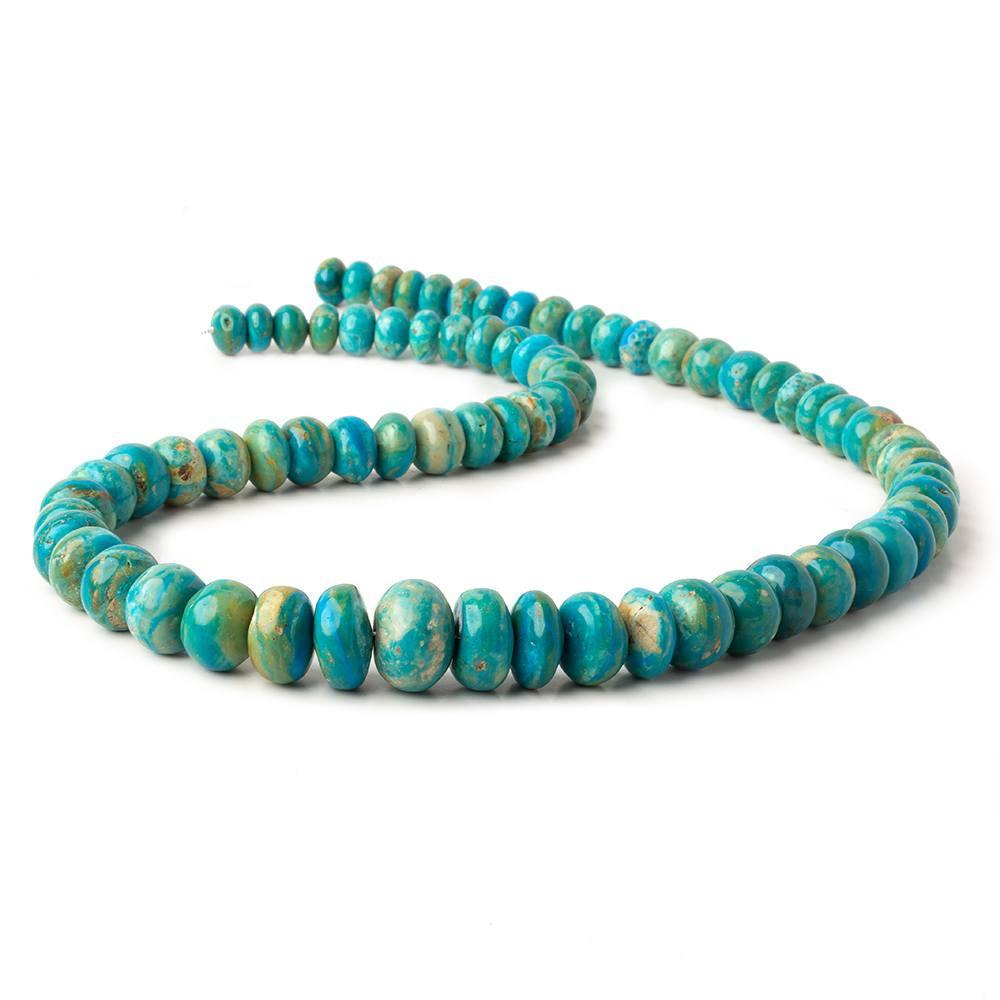 8-15mm Peruvian Blue Opal plain rondelle beads 19 inch 74 pieces AA