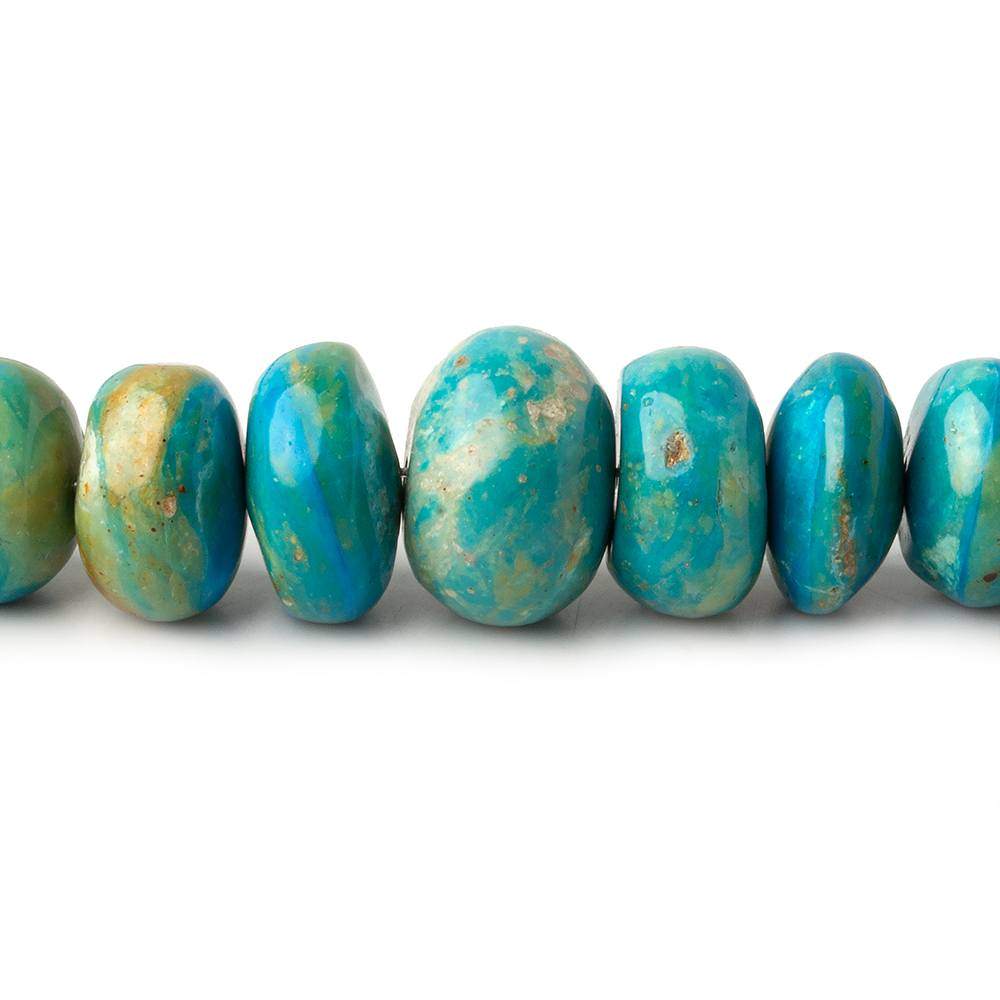 8-15mm Peruvian Blue Opal plain rondelle beads 19 inch 74 pieces AA