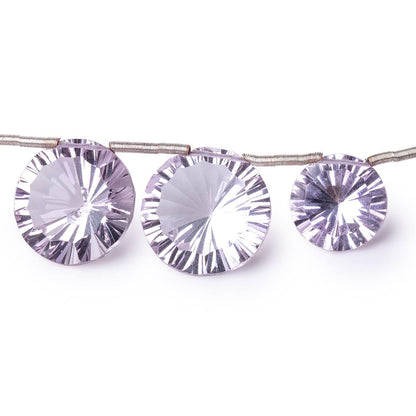 8-15mm Pink Amethyst Concave Faceted Coin Beads 4.25 inch 8 pieces AAA