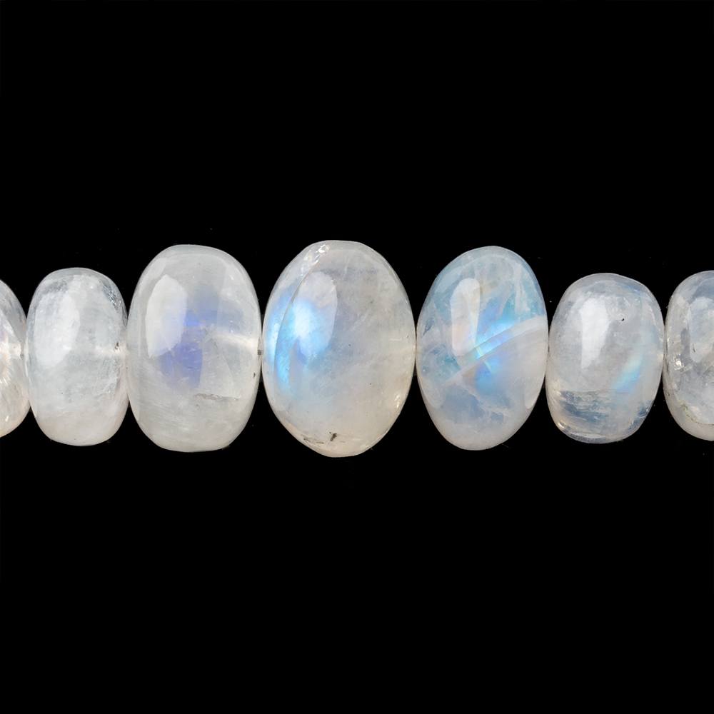 8-15mm Rainbow Moonstone plain rondelles 18 inch 82 beads AAA grade