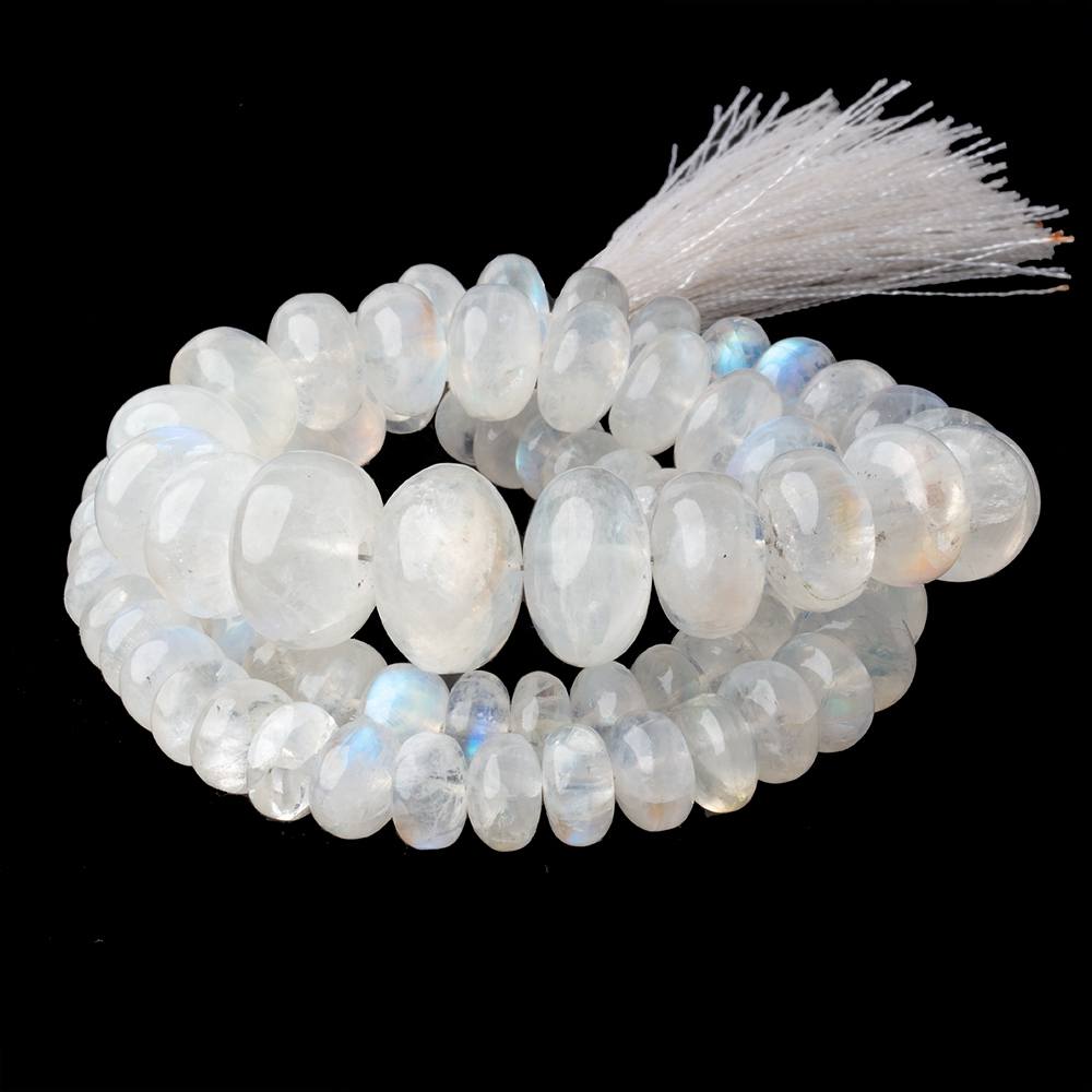 8-15mm Rainbow Moonstone plain rondelles 18 inch 82 beads AAA grade