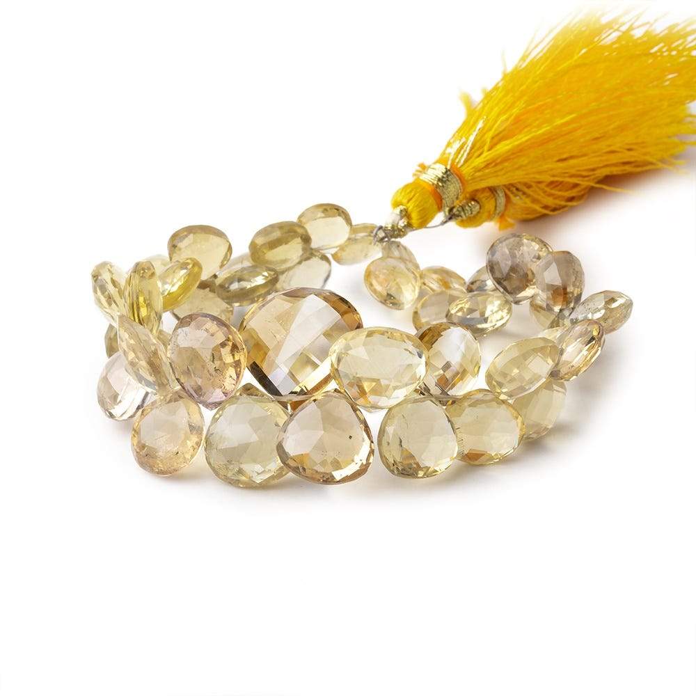 8-16mm Citrine Faceted Heart Beads 6.5 inch 40 pieces