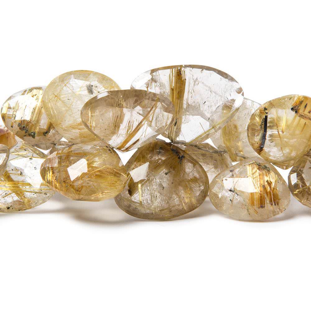 8-16mm Golden Rutilated Quartz Beads Heart Briolette 7.5 inch 38 pieces