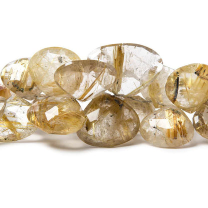 8-16mm Golden Rutilated Quartz Beads Heart Briolette 7.5 inch 38 pieces
