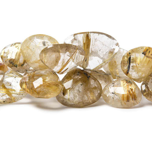 8-16mm Golden Rutilated Quartz Beads Heart Briolette 7.5 inch 38 pieces