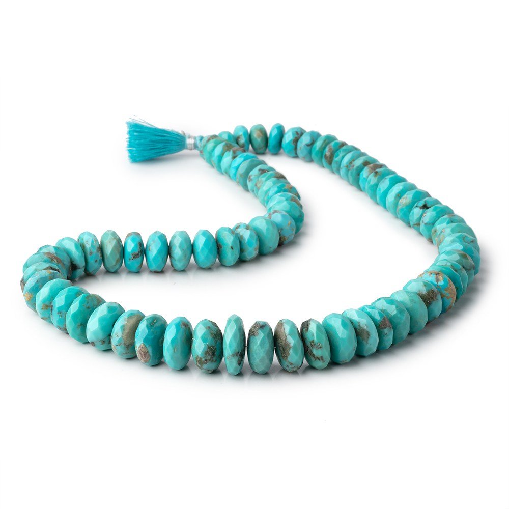 8-17mm Sleeping Beauty Turquoise Faceted Rondelle Beads 18 inch 70 pieces AAA