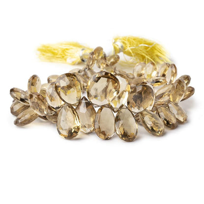 8-18mm Dark Lemon Quartz Faceted Pear Beads 9 inch 58 pieces