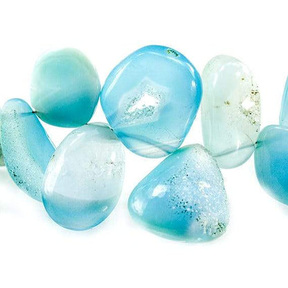 8 - 19mm Caribbean Blue Agate Petite Drusy Free Form Beads 35 pieces