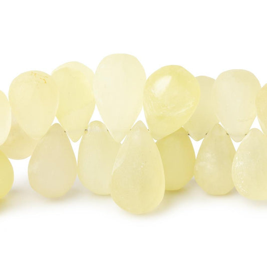 8-19mm Frosted Lemon Quartz Plain Tear Drop Beads 8 inch 58 pieces