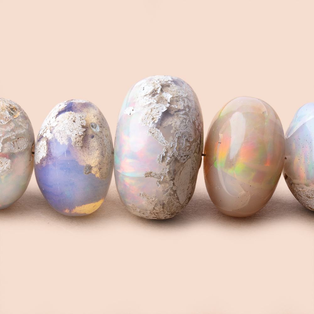 8-20mm Ethiopian Opal with Matrix Plain Rondelle Beads 20 inch 60 pieces AAA