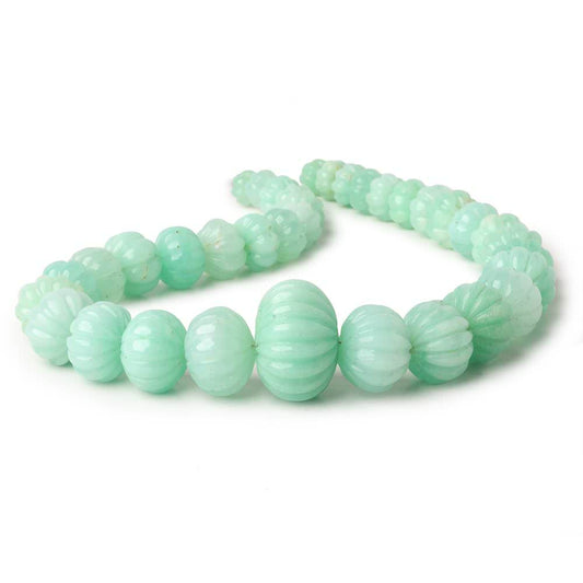 8-22mm Chrysoprase Hand Carved Melon Rondelles 13 inch 36 beads AA