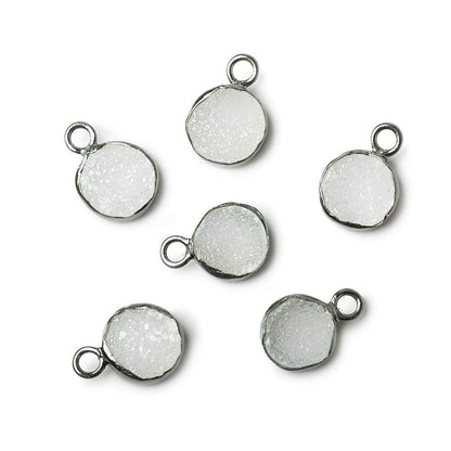 8-8.5mm Black Gold Bezel White Drusy Coin Pendant 1 piece