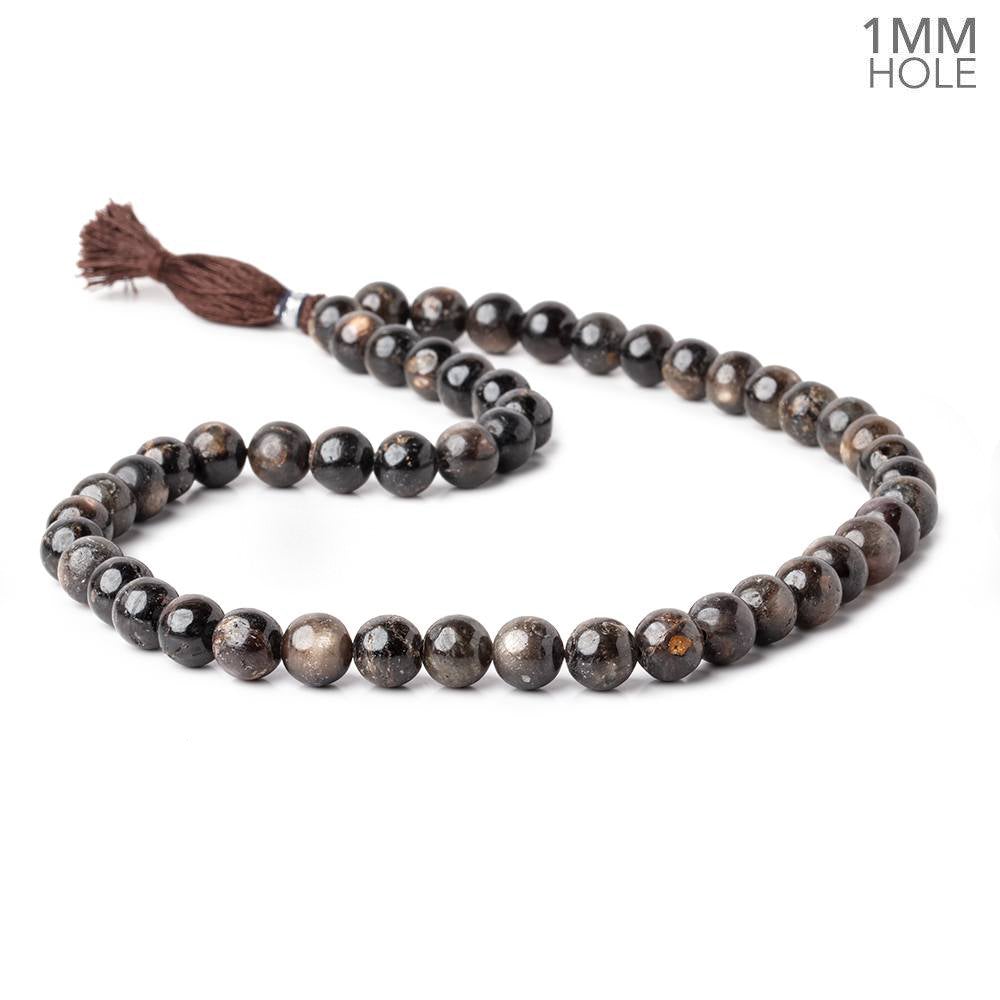 8-8.5mm Golden Sheen Chocolate Sapphire Plain Rounds 16 inch 51 beads 1mm ID