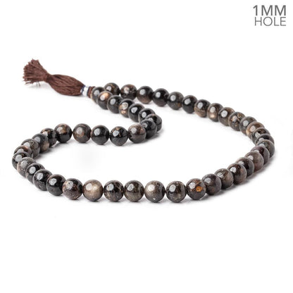 8-8.5mm Golden Sheen Chocolate Sapphire Plain Rounds 16 inch 51 beads 1mm ID