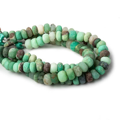 8-8.5mm Matte Chrysoprase & Matrix plain rondelles 7.5 inch 36 beads A