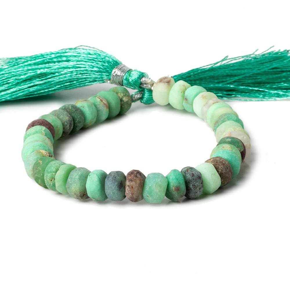 8-8.5mm Matte Chrysoprase & Matrix plain rondelles 7.5 inch 36 beads A