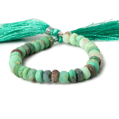 8-8.5mm Matte Chrysoprase & Matrix plain rondelles 7.5 inch 36 beads A