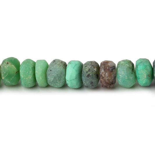 8-8.5mm Matte Chrysoprase & Matrix plain rondelles 7.5 inch 36 beads A