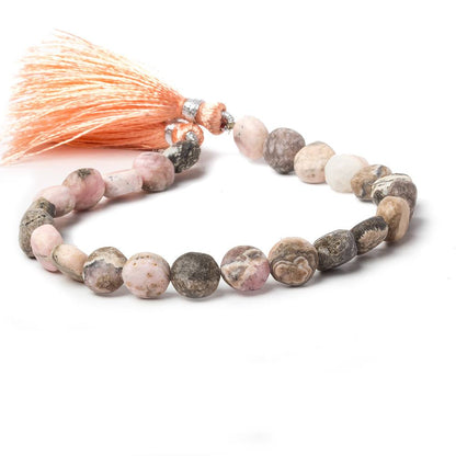 8-8.5mm Matte Rhodochrosite plain coin beads 7.5 inch 24 pieces