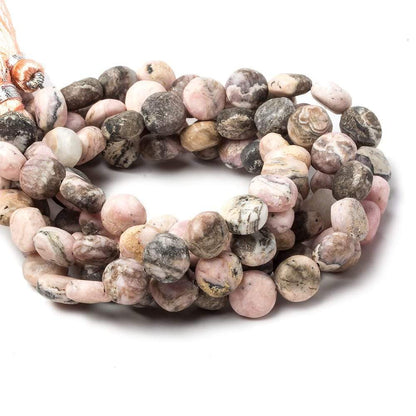 8-8.5mm Matte Rhodochrosite plain coin beads 7.5 inch 24 pieces