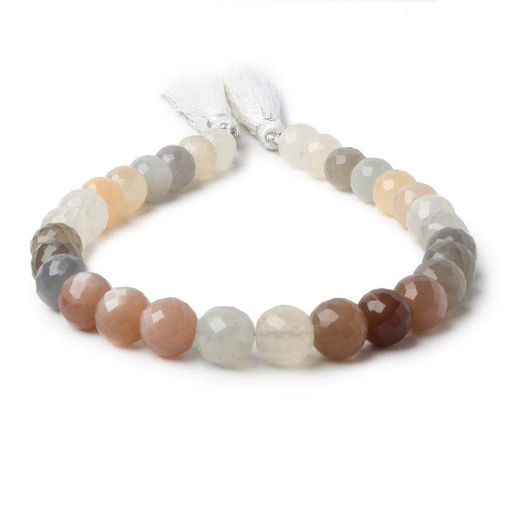 8-8.5mm Multi-color Moonstone faceted rounds 9.5 inch 30 Beads A