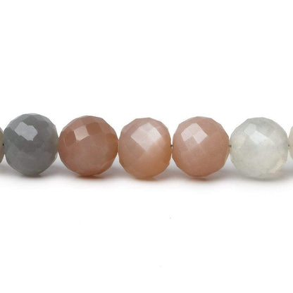 8-8.5mm Multi-color Moonstone faceted rounds 9.5 inch 30 Beads A