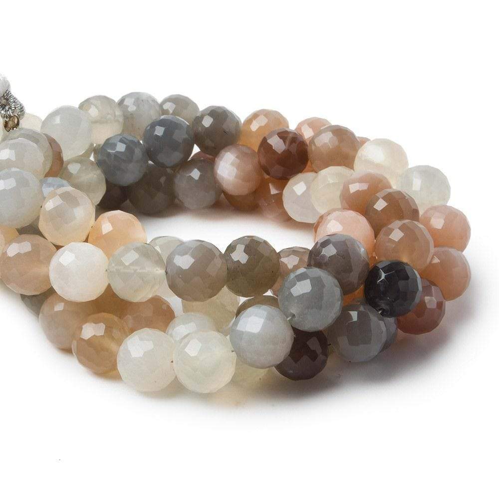8-8.5mm Multi-color Moonstone faceted rounds 9.5 inch 30 Beads A