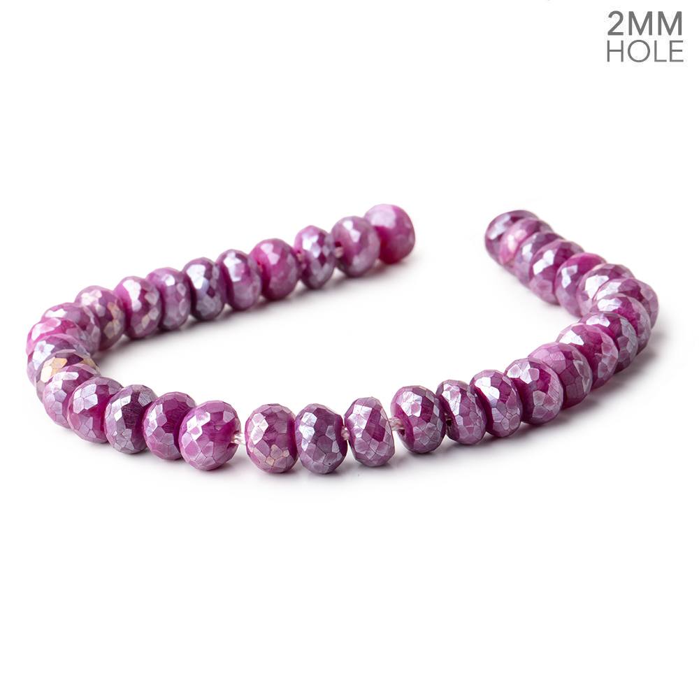 8-8.5mm Mystic Fuchsia Moonstone 2mm Large Hole Faceted Rondelles 8 inch 34 Beads