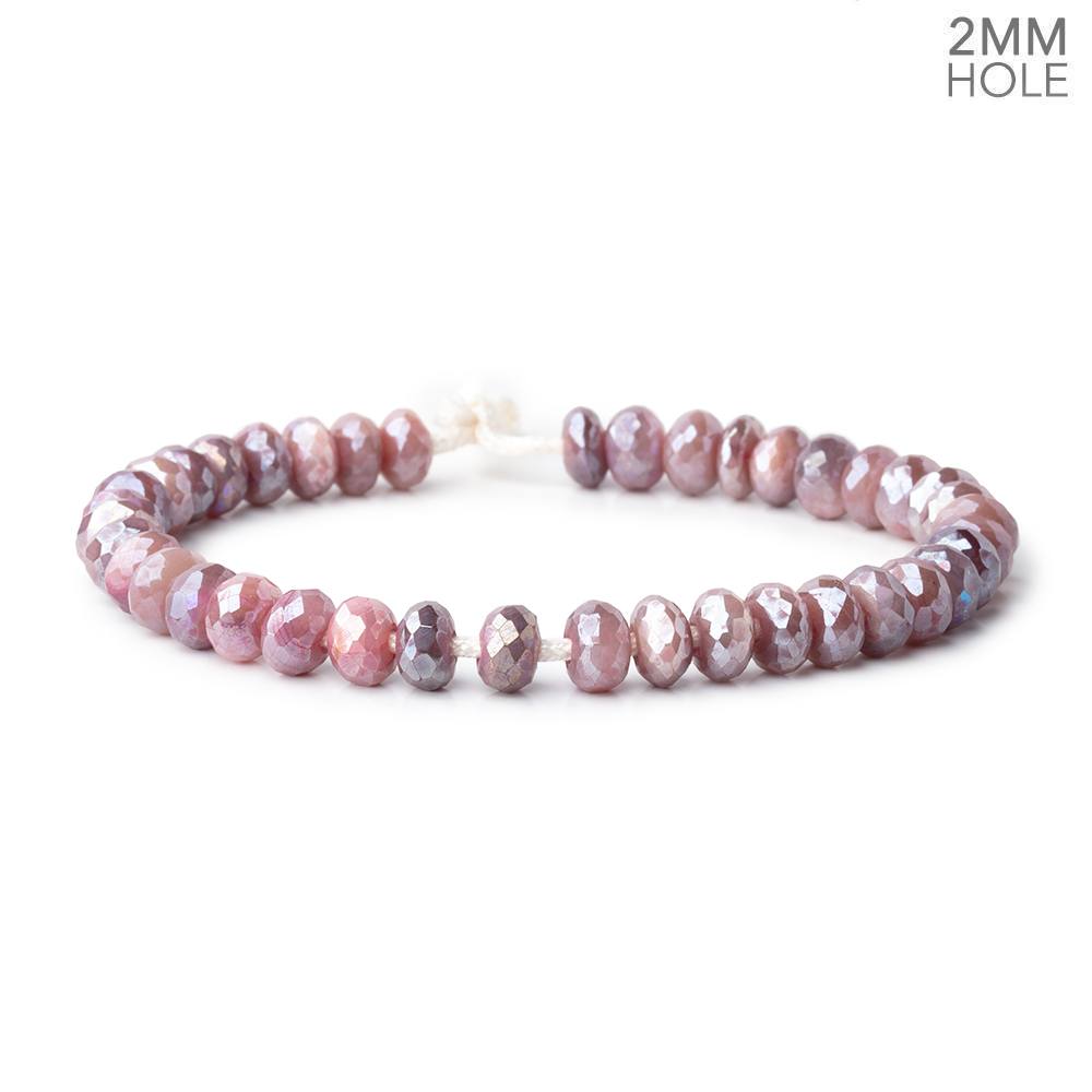 8-8.5mm Mystic Mauve Moonstone 2mm Large Hole Faceted Rondelles 8 inch 36 Beads