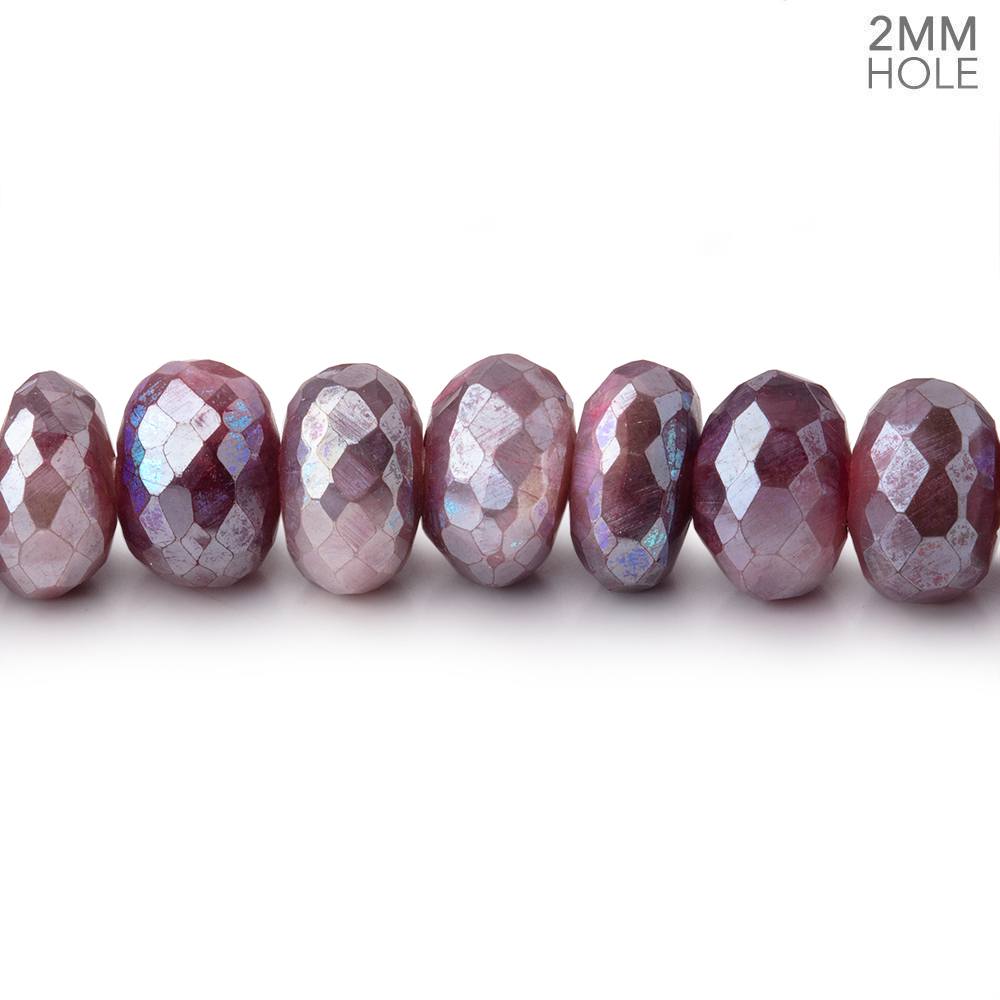 8-8.5mm Mystic Plum Moonstone 2mm Large Hole Faceted Rondelles 8 inch 36 Beads