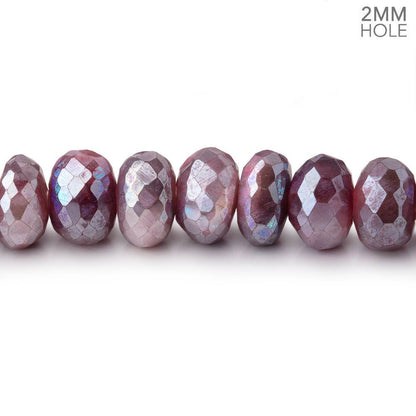 8-8.5mm Mystic Plum Moonstone 2mm Large Hole Faceted Rondelles 8 inch 36 Beads