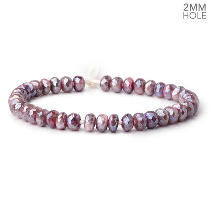 8-8.5mm Mystic Plum Moonstone 2mm Large Hole Faceted Rondelles 8 inch 36 Beads