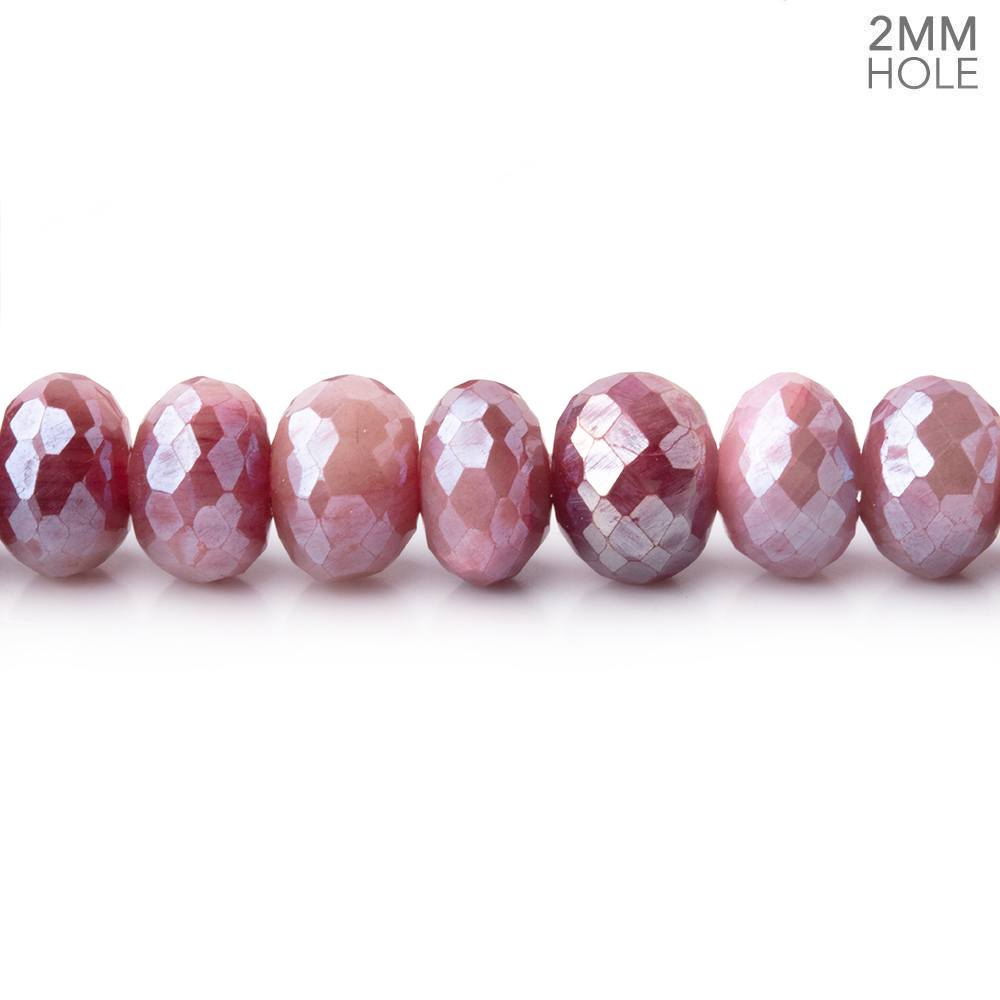 8-8.5mm Mystic Rose Moonstone 2mm Large Hole Faceted Rondelles 8 inch 36 Beads