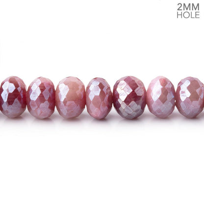 8-8.5mm Mystic Rose Moonstone 2mm Large Hole Faceted Rondelles 8 inch 36 Beads