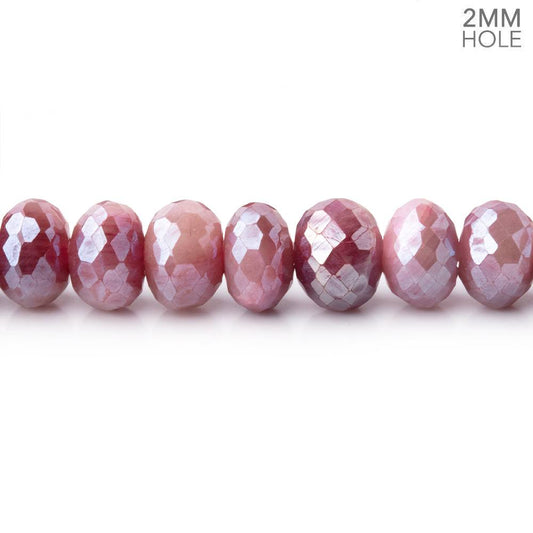 8-8.5mm Mystic Rose Moonstone 2mm Large Hole Faceted Rondelles 8 inch 36 Beads