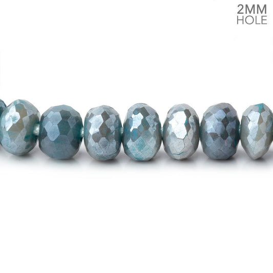8-8.5mm Mystic Stormy Blue Moonstone 2mm Large Hole Faceted Rondelles 8 inch 36 Beads