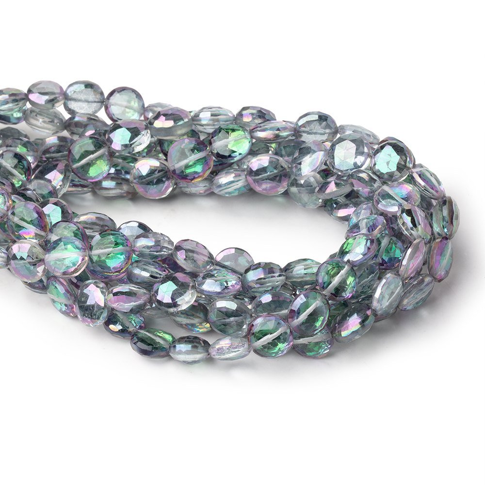 8-8.5mm Mystic White Topaz Faceted Coin Beads 9 inch 27 pieces