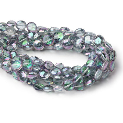 8-8.5mm Mystic White Topaz Faceted Coin Beads 9 inch 27 pieces