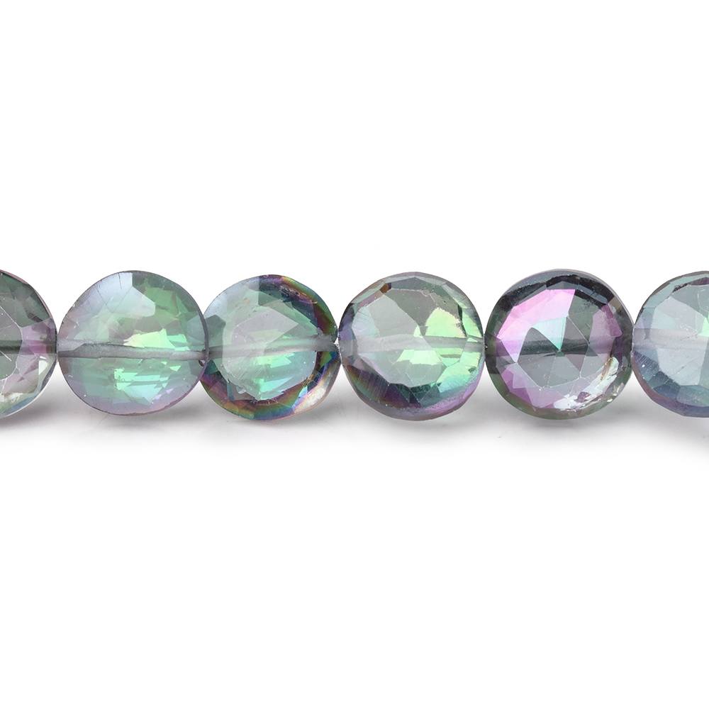 8-8.5mm Mystic White Topaz Faceted Coin Beads 9 inch 27 pieces