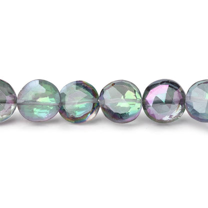8-8.5mm Mystic White Topaz Faceted Coin Beads 9 inch 27 pieces