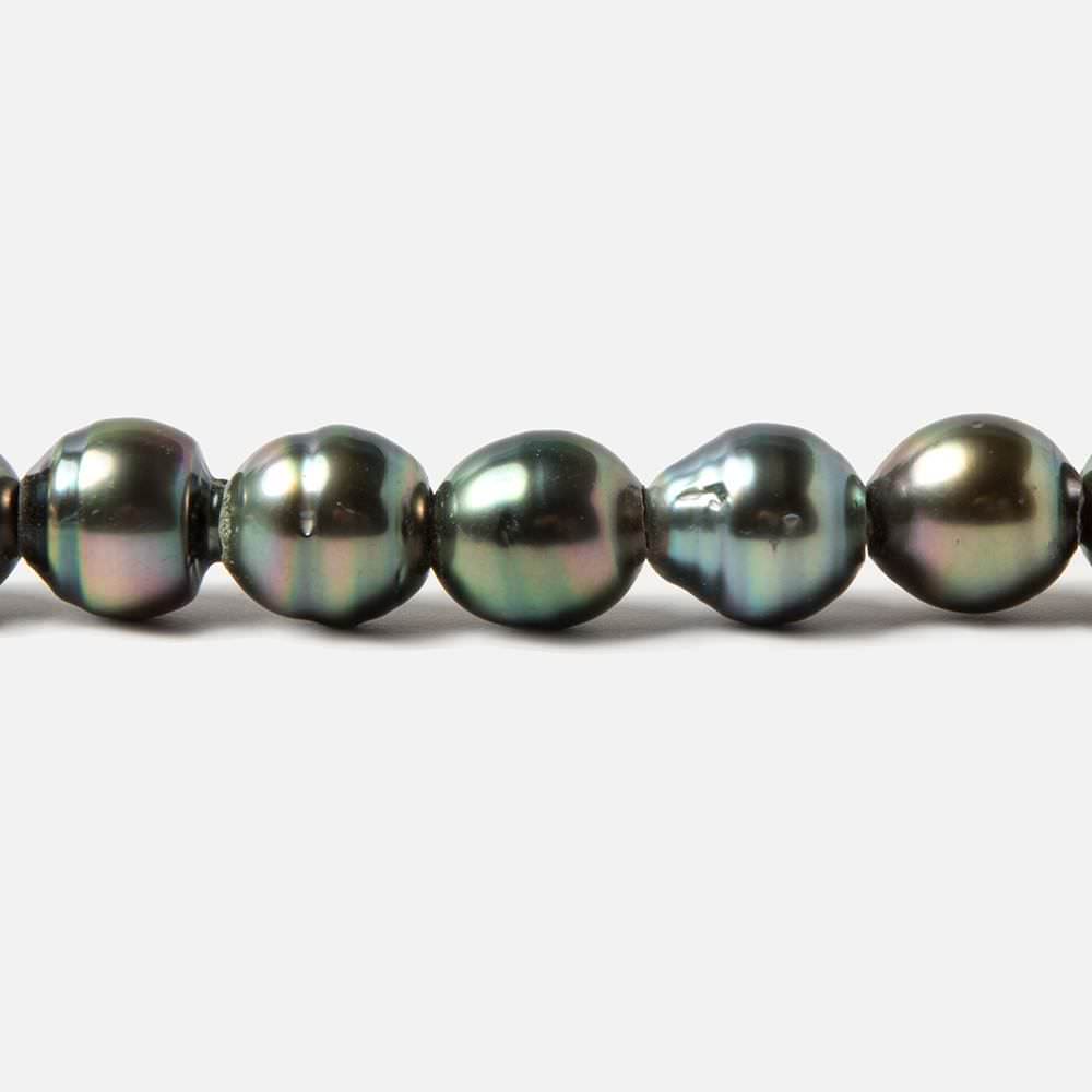 8-8.5mm Peacock Tahitian Ringed Saltwater Large Hole Pearls 12 pieces