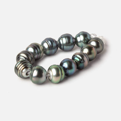 8-8.5mm Peacock Tahitian Ringed Saltwater Large Hole Pearls 12 pieces