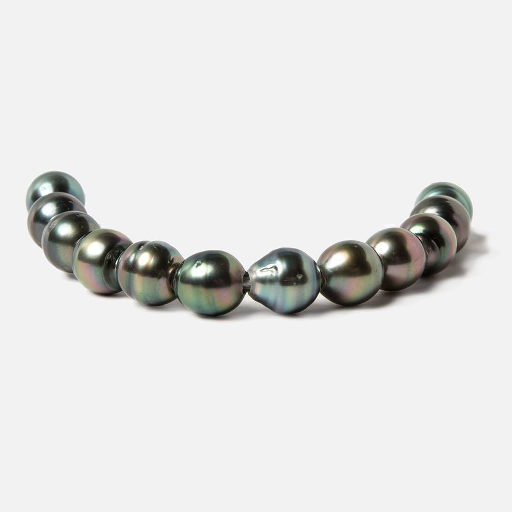 8-8.5mm Peacock Tahitian Ringed Saltwater Large Hole Pearls 12 pieces