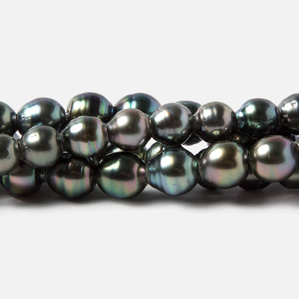 8-8.5mm Peacock Tahitian Ringed Saltwater Large Hole Pearls 12 pieces