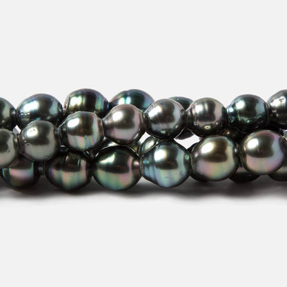 8-8.5mm Peacock Tahitian Ringed Saltwater Large Hole Pearls 12 pieces
