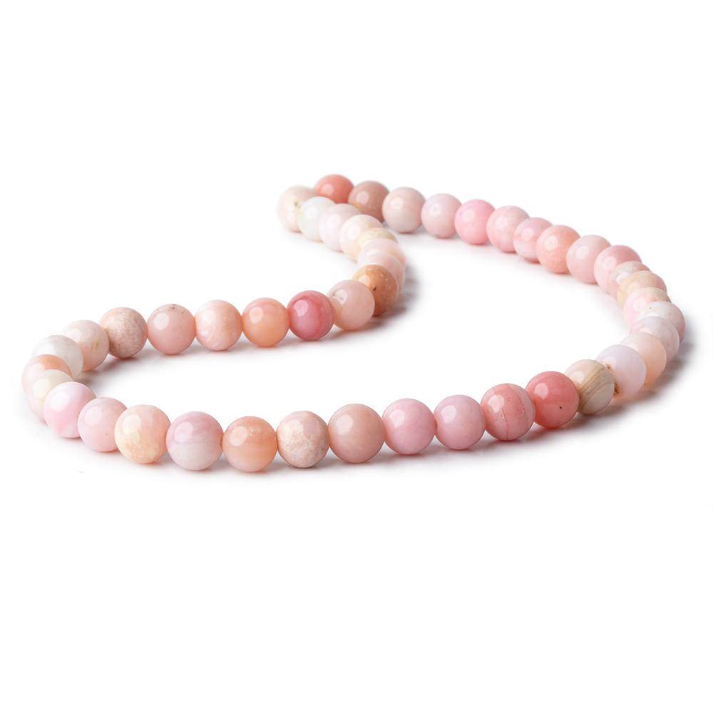 8-8.5mm Pink Peruvian Opal Plain Round Beads 15 inch 48 pieces AAA
