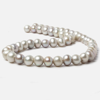 8-8.5mm Silver Off Round Large Hole Freshwater Pearl 16 inch 51 pieces
