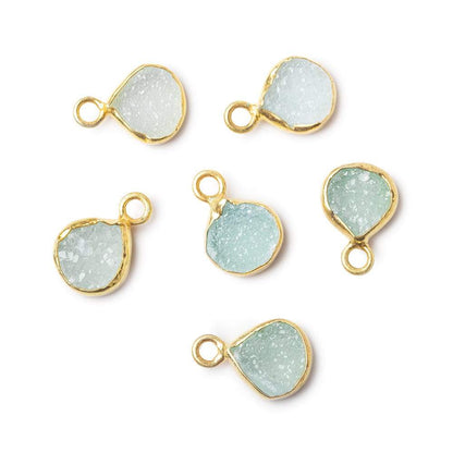 8-8.5mm Vermeil Bezel Seafoam Green Drusy Heart Pendant 1 piece