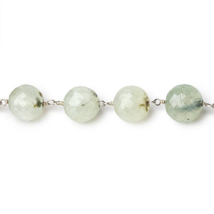 8-9.5mm Prehnite Faceted Rounds on .925 Silver Chain